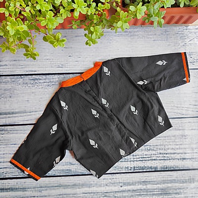 Verge Of Black Orange Yoke Readymade Blouse