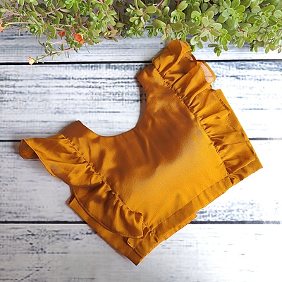 Sleeveless Frilled Antique Readymade Blouse