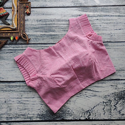Sleeveless Pleated BN Pink Graph Readymade Blouse