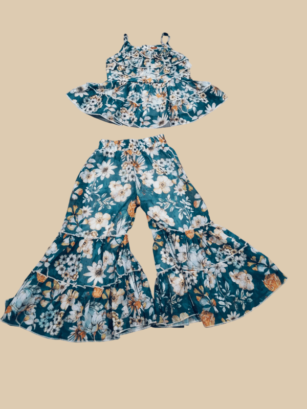 Girls’ Sleeveless Floral Top with Layered Flared Skirt Set D.1235 B.1205