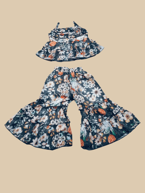 Girls’ Sleeveless Floral Top with Layered Flared Skirt Set D.1235 B.1205