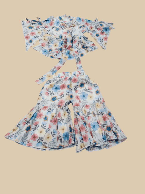 Floral Flare-Sleeve Top & Sharara Pants Set for Girls D.14.1237 B.1278
