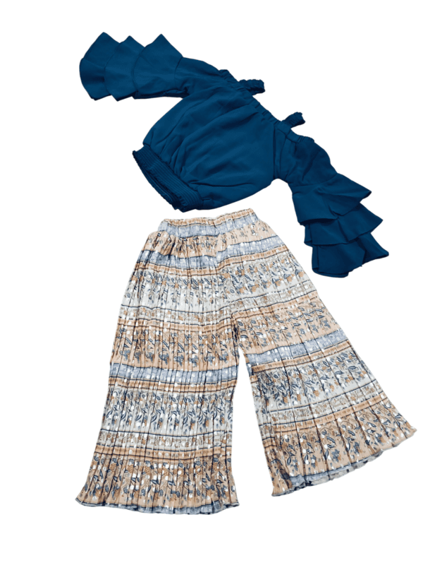 Elegant Cold-Shoulder Top & Printed Palazzo Set for Baby Girls D.24.1039 B.1343