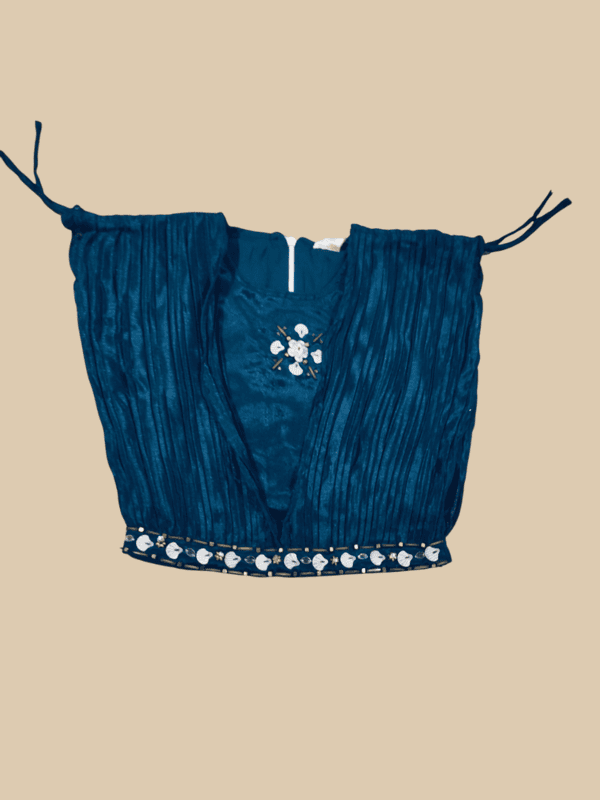 Indigo Ethnic-Inspired Sleeveless Top & Printed Pleated Skirt Set for Girls D.17.006 B.1296