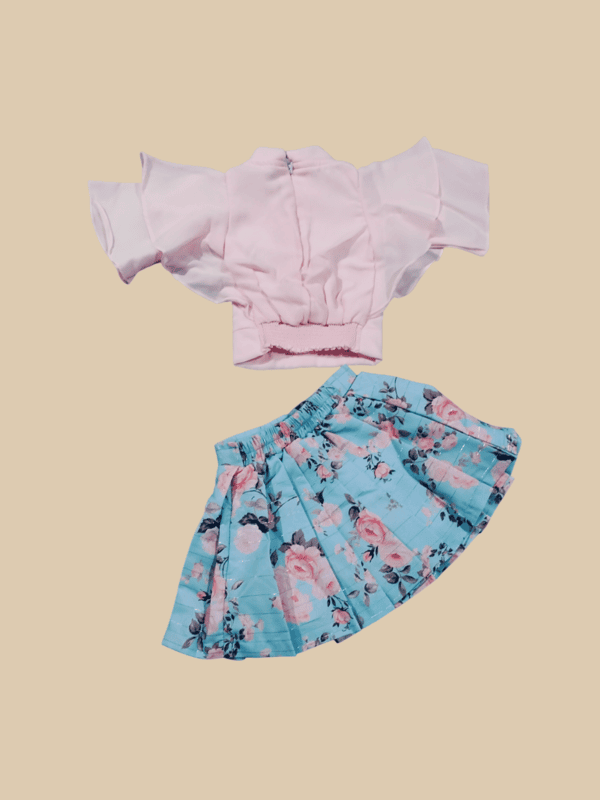 Blush Pink Top & Sky Blue Floral Skirt Set D.16.1225 B.1290