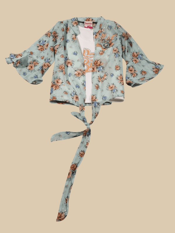 3-Piece Stylish Girls Co-Ord Set ā Floral Shrug D.1.3149 B.1716