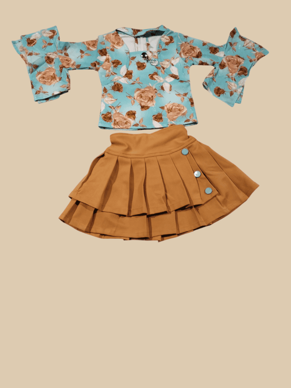 Trendy Floral Top and Layered Skirt Set for Girls D.410 B.1198