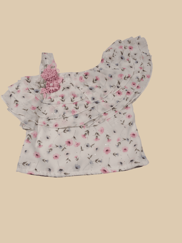 Floral One-Shoulder Top & Stylish Shorts Set for Girls D.506 B.1221