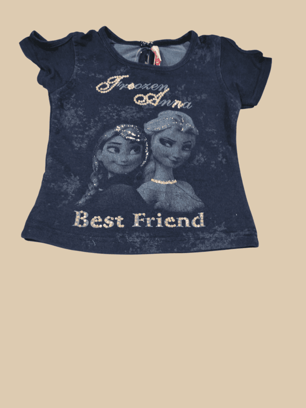 Frozen-Themed Navy Blue Top with Floral Tiered Skirt D.27.012 B.1362