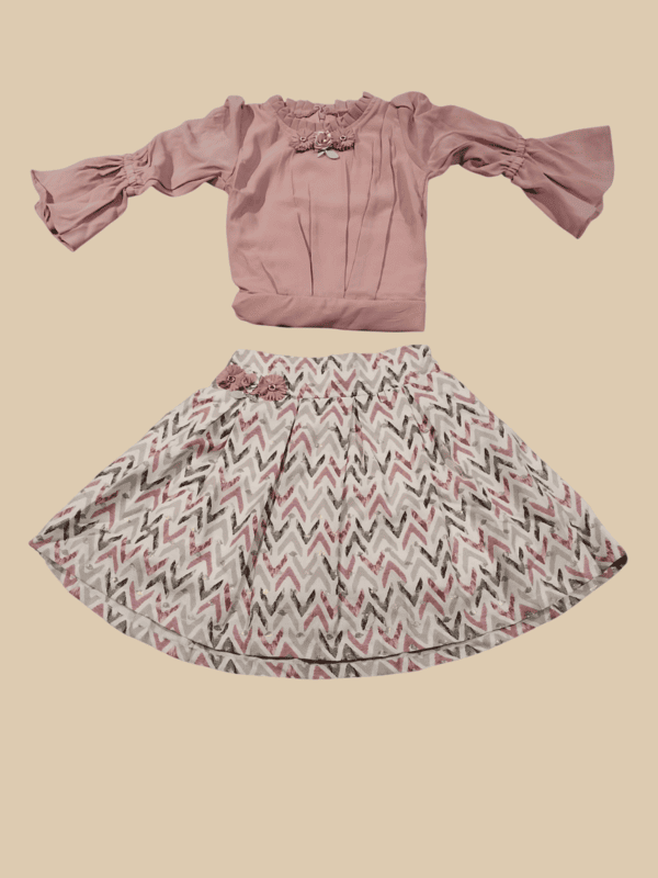 Green Top with Printed Geometric Skirt D.001 B.1190