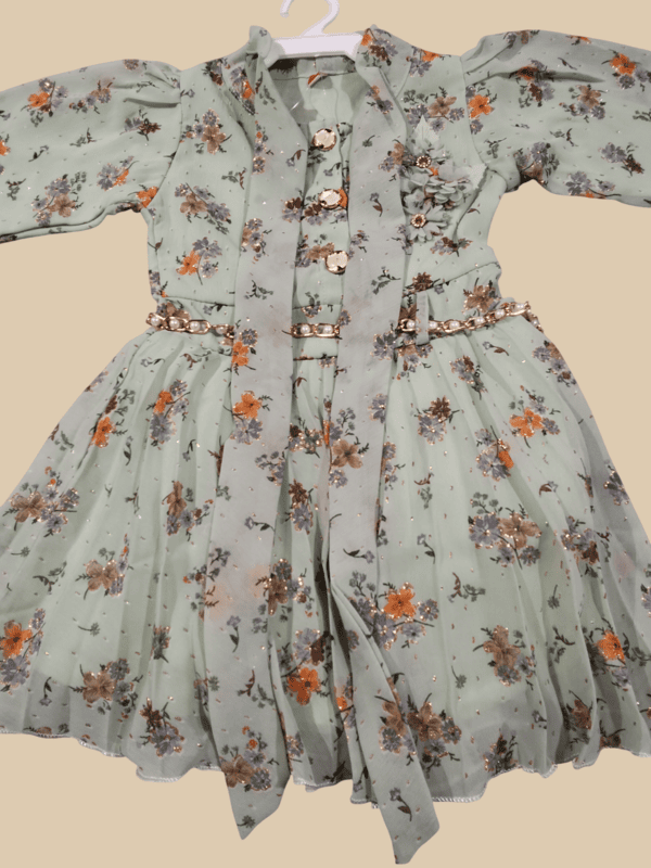 Stylish Mint Green Floral Frock for Girls D.32.104 B.1400