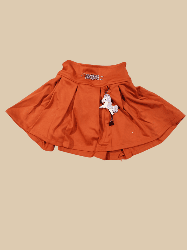 Floral Tie-Up Top & Rust Orange Skirt Set for Girls  D.10.304A B.1247