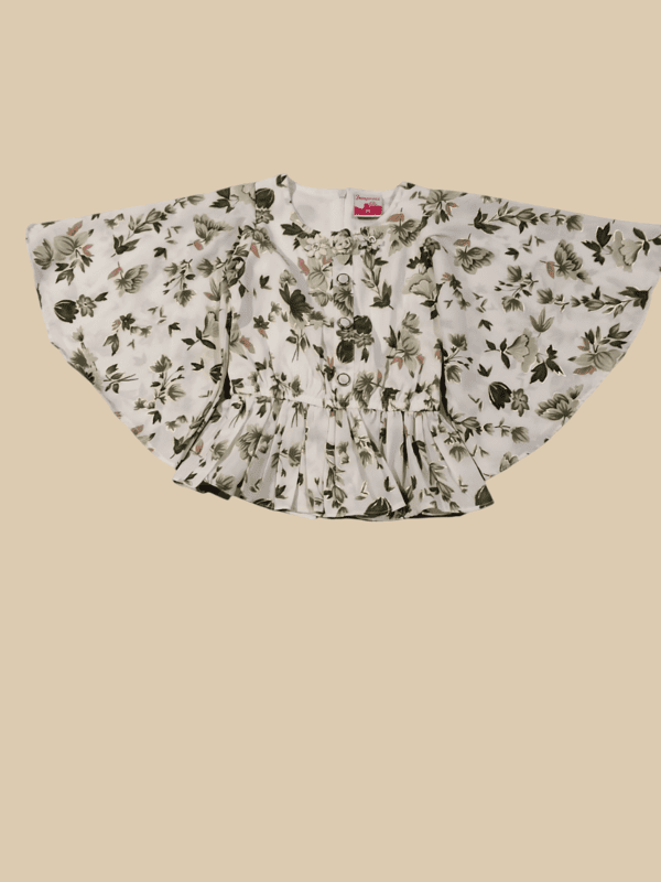 Girls’ Floral Bell Sleeve Top with Layered Flared Palazzo Set D.74/6 B.4224