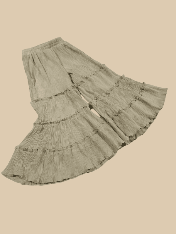 Girls’ Floral Bell Sleeve Top with Layered Flared Palazzo Set D.74/6 B.4224