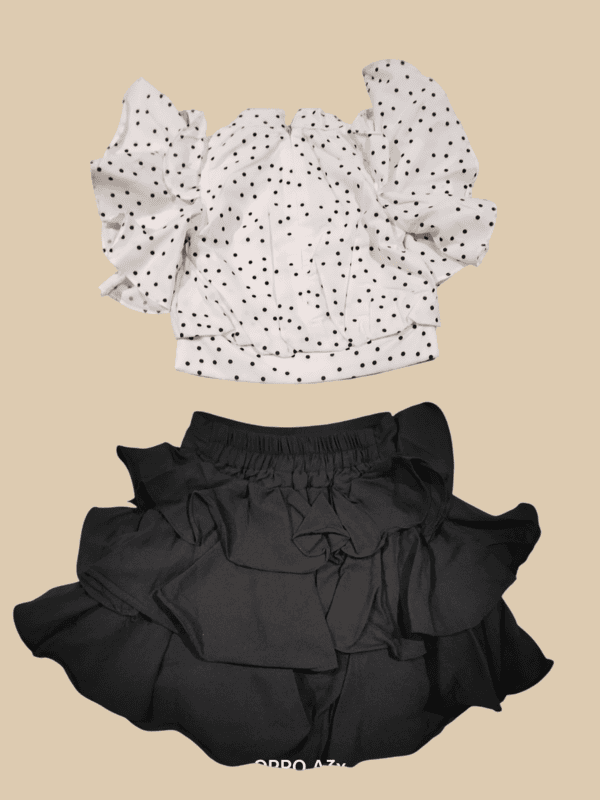 Girls’ Stylish Polka Dot Top & Frill Skirt Set D.11.2218 B.1820