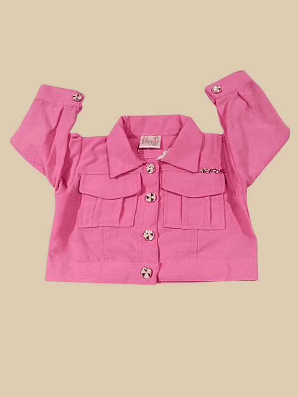 Girls' Trendy Pink Shirt & Multicolor Skirt Co-Ord Set D.3.1308 B.1505