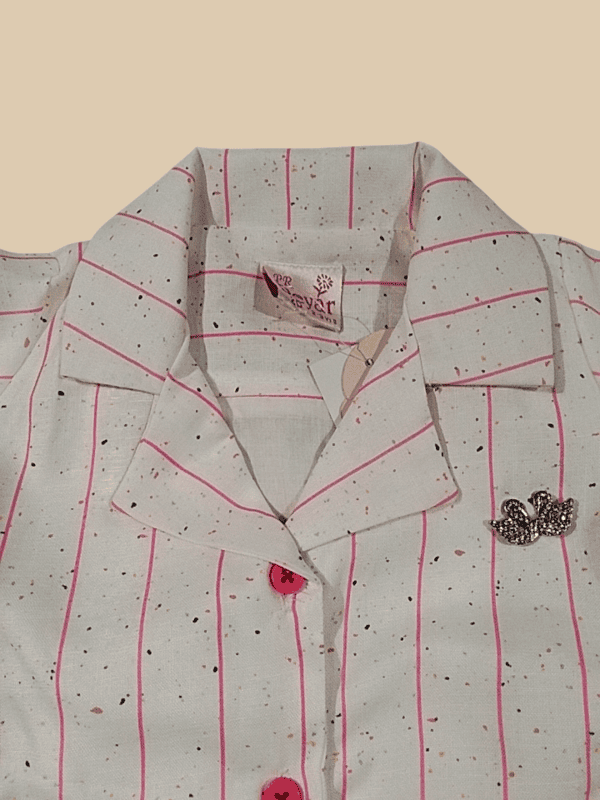 Girls' Stylish Pink-Striped Shirt Dress D.1.1363 B.1495