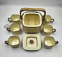 Tea Set White Gold Cream