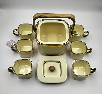 Tea Set White Gold Cream