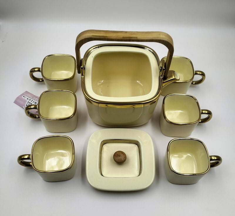 Tea Set White Gold Cream