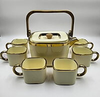 Tea Set White Gold Cream