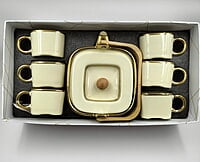 Tea Set White Gold Cream