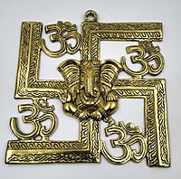 Ganesh With Om & Swastik