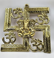 Ganesh With Om & Swastik