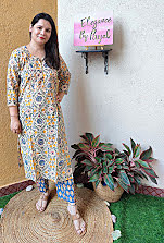 HandBlock Print Kurta With Bottom