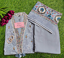 Grey Cotton Suit Set