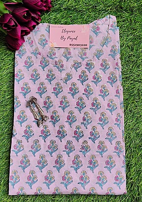 Lavender Block Print Cotton Kurta