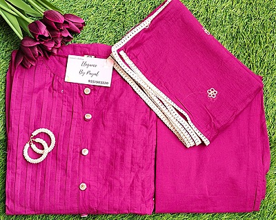 Magenta Pink Cotton Suit Set