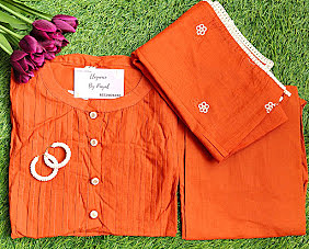 Rust Orange Cotton Suit Set