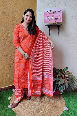 Orange Bandhani Suit Set