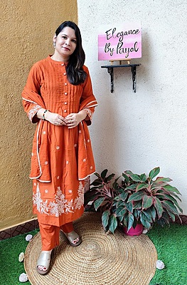 Rust Orange Cotton Suit Set