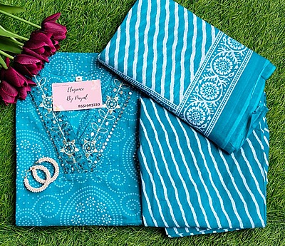 Firozi Blue Bandhani Suit Set