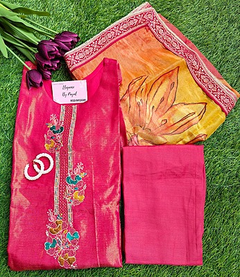 Red Tissue Silk Suit Set