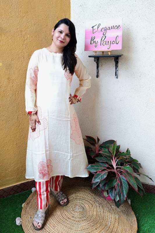 Off White Red Hand Embroidered Kurta With Bottom In Silk