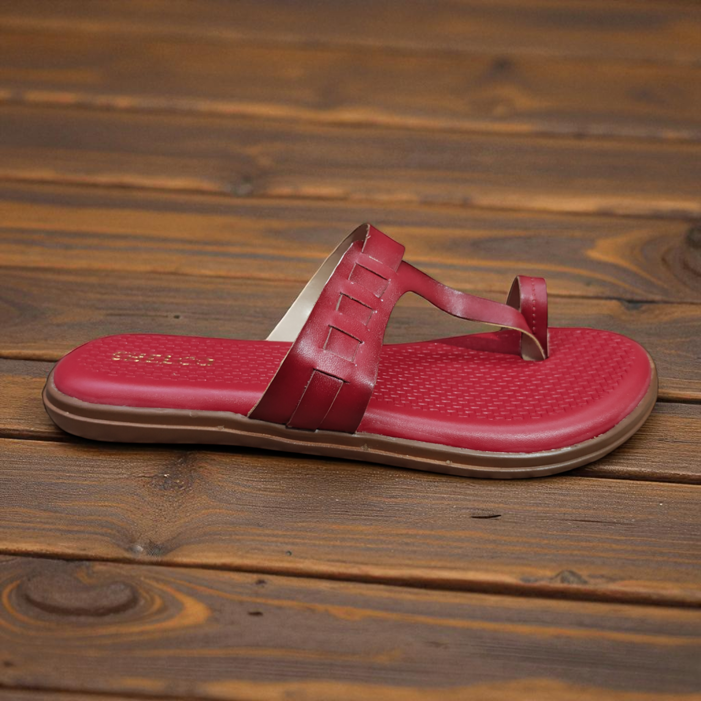 Red Stylish Ladies Slippers | Comfortable Daily Wear Toe Ring Chappal