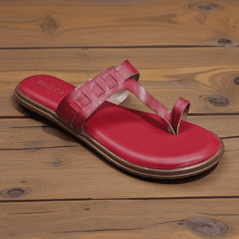 Red Stylish Ladies Slippers | Comfortable Daily Wear Toe Ring Chappal