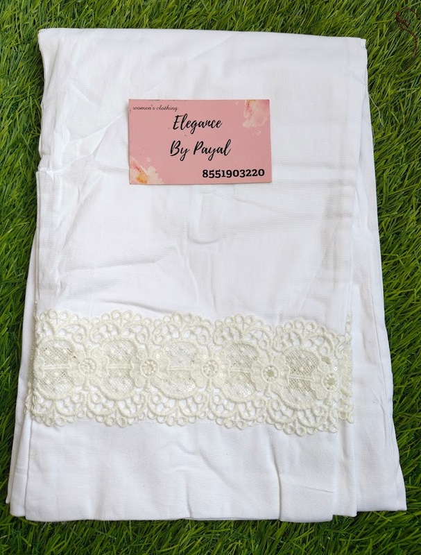White Cotton Lace  Embroidered Bottom