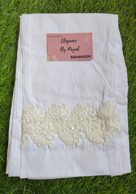 White Cotton Strechable Lace Bottom