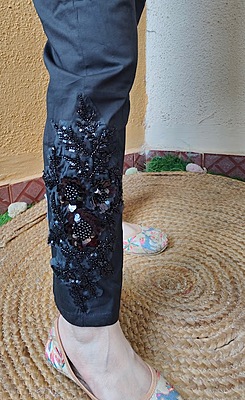 Black Stretchable Sequence Bottom