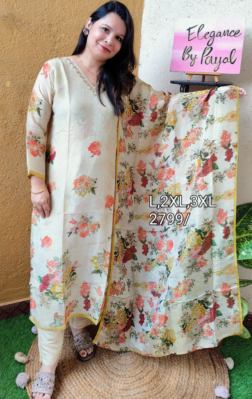 Tissue Silk Three Piece Suit Set