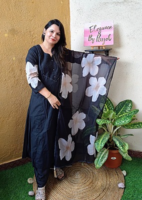 Black Silk Three Piece Suit Set New