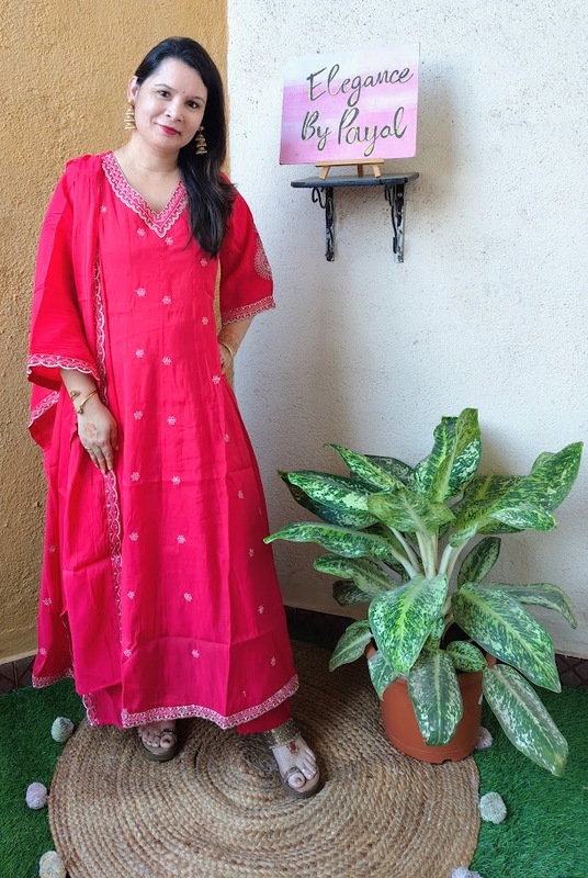 Hot Pink Three Piece Suit Set in Silk