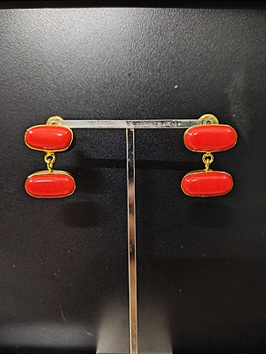 Earring Orange Two Drop