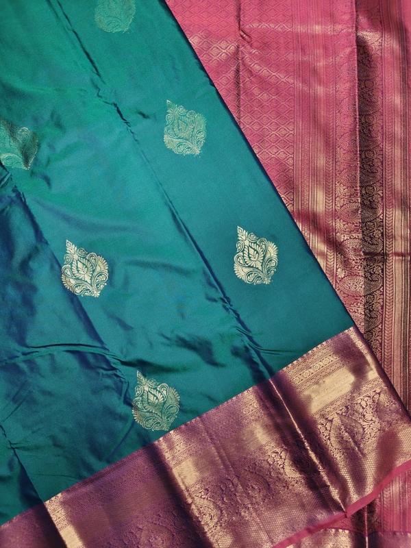 Semi Silk Peacock Blue and Magenta