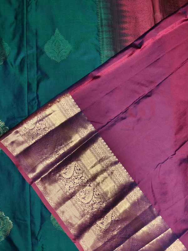 Semi Silk Peacock Blue and Magenta