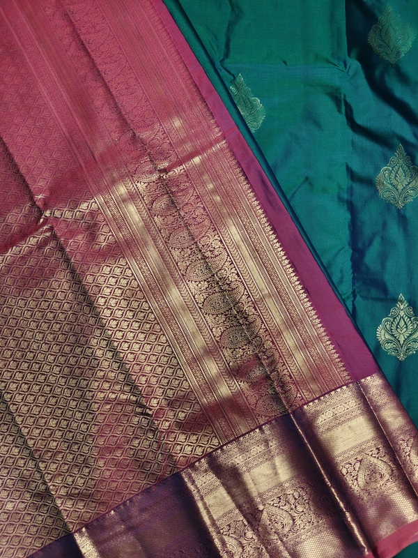 Semi Silk Peacock Blue and Magenta